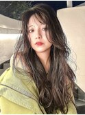 ブリーチなしミルクティーベージュ×韓国風レイヤーカット