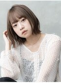 大人かわいい前髪セシルカットココアブラウンフリンジウェーブ