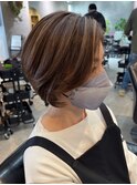 こなれミディ/白髪ぼかしハイライト＊レイヤーカット40代/50代
