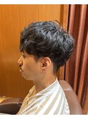 銀座　理容室　ナチュラルパーマ　重めバング