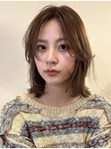 マロンベージュ レイヤーカット ボブ ブリーチなしダブルカラー