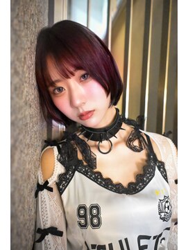 キジ(KIJI) レイヤーボブ/ミニボブ/レッド/ワインレッド/ワイドバング