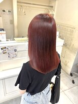 ネオリーブカフ 鶴ヶ峰店(Neolive caff)&nbsp;チェリーレッド　ストレート　赤髪　艶髪　韓国風