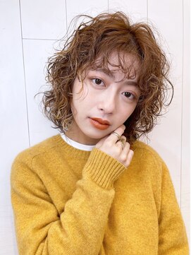 アイティー バイ アルバム 中野店(IT by ALBUM) ボブパーマ_くびれミディイヤリングカラー_28321