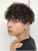 波巻きツイストスパイラルパーマツーブロック刈り上げ