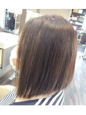 20代30代髪型 前下がりぷつっとボブ*夏ヘアー ダークグレージュ