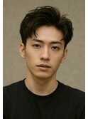 ブルーブラック 韓国マッシュ フェザーパーマ ST12