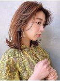 ことりベージュレイヤー斜めバング20代30代40代美髪くびレイヤー