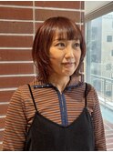 大人かわいいレイヤーボブ×艶カッパーブラウン