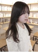 20代30代オリーブグレージュくびれヘア韓国レイヤーロング