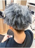 10代20代30代メンズショート☆外ハネ無造作シルバーアッシュ