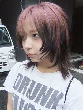 【黒染め履歴OK！】ピンク&blackルーツカラー