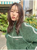 セミロングレイヤー/顔まわりレイヤー/ナチュラルブラウン