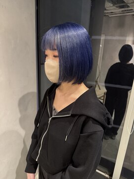 アカデミーサロンイー 代々木店(Academy Salon E) 【Academy Salon E】 ブルーラベンダー×前下がりボブ