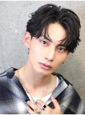 フェザーショート フェザーパーマ センターパート メンズヘア