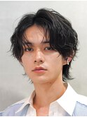 福岡天神ゆるめシャドウパーマメンズマッシュウルフカット緩め