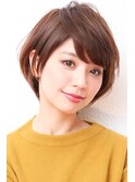 グレージュナチュラルボブ大人可愛い丸みショートボブ