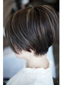 立体ハイライトショートボブ
