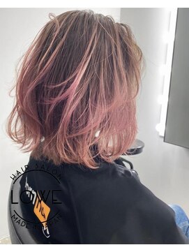 ルーヴェ(LOWE) LOWEなつみ ミルキーピンクアッシュグレージュカラー外ハネボブ