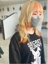 フォース ヘアー(FORCE HAIR)&nbsp;抜きっぱなしブロンド×ビビットオレンジ