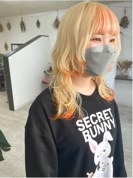 フォース ヘアー(FORCE HAIR) 抜きっぱなしブロンド×ビビットオレンジ