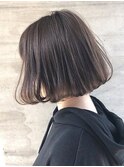 大人可愛い丸みボブアッシュブラック