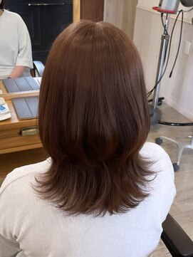 エルベ 内原店(elve) ミディアムウルフ×くすみベージュ！