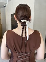 ヘアー アイス ルーチェ(HAIR ICI LUCE)&nbsp;結婚式参列ヘアセットタイトスタイル編み下ろしカチモリ/今枝