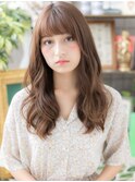 大人かわいいぱっつん前髪韓国風巻きロングc6戸頭20代30代40代