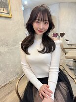 アンジェリカラボ 梅田店(ANGELICA LABO)&nbsp;韓国風くびれレイヤーカット×グレージュ×透明感ブラウン川又