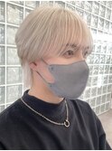 ホワイトブロンドメンズホワイトベージュカラー韓国風メンズヘア