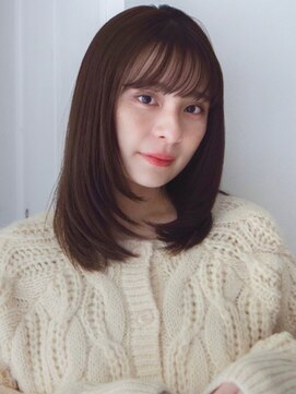 ガーデンヨコハマエスト(GARDEN YOKOHAMA est) 似合わせカット　イメチェン　フルバング　レイヤー　ベージュ