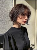 ミルクティーブロンド/ダークブルー/デジタルパーマ/茅ヶ崎