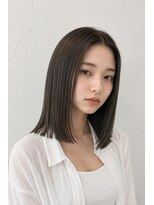 ヘアデザイン アンジェロカフェ(Hair Design Angelo cafe) オリーブグレージュ×切りっぱなしミディアム【20代30代40代】