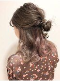 春髪 ピンクパープル×インナーカラー ハーフアップ