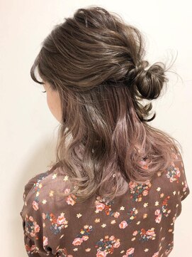 春髪 ピンクパープル インナーカラー ハーフアップ L010800634 エル