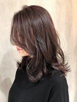ピンクアッシュブラウン_ウェーブパーマ耳かけ_ba284332