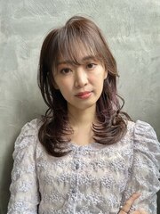 ロングレイヤー/前髪カット/インナーカラー/韓国/ハイライト