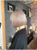 ミルクティーベージュ/ハイトーン/ボブ/ハイトーンボブ