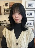 札幌ミディアム　暗髪くびれレイヤー