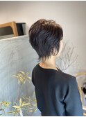 くびれショート＋巻き髪アレンジ/ツヤブラウンカラー