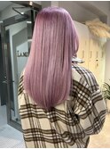 ピンクベージュ　ラベンダー　ホワイト　ケアブリーチ　髪質改善