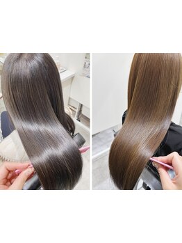 【カラー×縮毛矯正】髪質改善TRと同時施術で極力傷ませることなく美しく自然な艶髪を叶えます♪