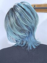 ブレイズヘアー(BLAZEhair) 【青み強め】ターコイズブルーバレイヤージュ×ブリーチ2回