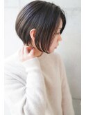 大人可愛い20代30代40代黒髪前下がりショートボブ丸みショート◎