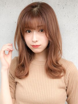 アグノス 青山(Agnos) ピンクベージュ小顔カット透け感艶カラーレイヤーミディアム