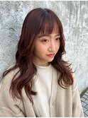 20代 韓国くびれヘア×サイドバング×暖色カラー