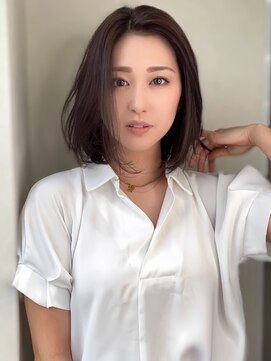 スターズ 川越店(STARS) ワンレンボブ　暗髪　透明感カラー　センターパート