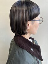 ヘアー アイス 御器所本店(HAIR ICI) 30代40代ボブワイドバングツーブロックハイライトグレージュ