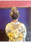 和装　浴衣　お団子ヘアー